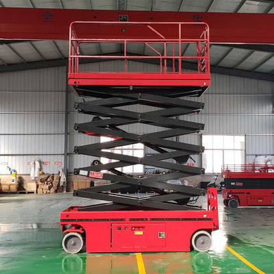 Buy 320KG 10 Meter Scissor Lift Red Self Propelled Man Lift For Warehouse online manufacture