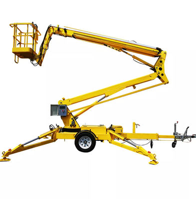 Buy Yellow 10m Tow Behind Cherry Picker 200KG 30 Ft Towable Boom Lift online manufacture