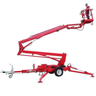 Buy Load 200kg Trailer Articulating Boom Lift 12m Trailer Mounted Cherry Picker online manufacture