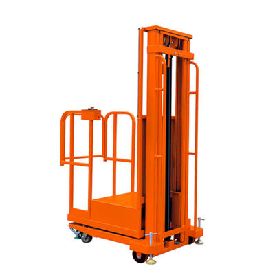 Buy Orange 3m Semi Electric Order Picker Warehouse Stock Picker Lift online manufacture