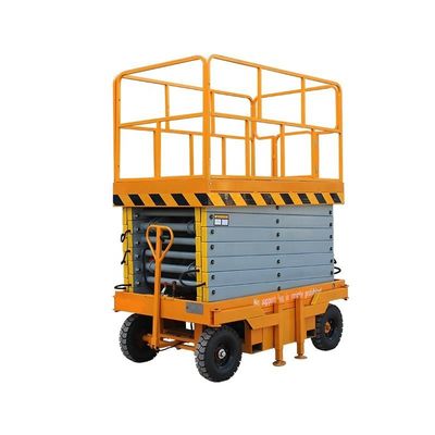 Buy Orange Mobile Hydraulic Lift Platform 4m 300kg Portable Scissor Lift online manufacture