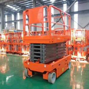 Battery Operated Self Propelled Scissor Lift Mobile Orange For High Place Working