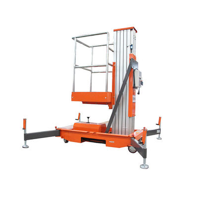 Load 150kg Single Mast Lift Aluminium Alloy Aerial Platform Orange