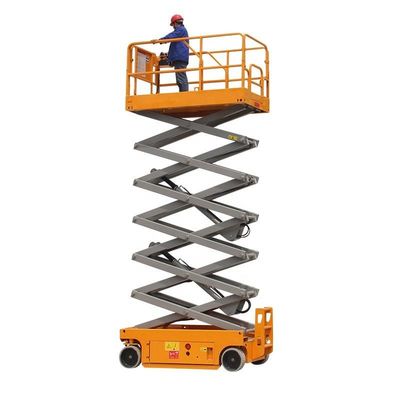 Yellow 450KG Portable Hydraulic Scissor Lift 8m Self Propelled Aerial Lift