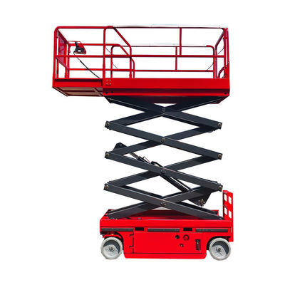 Red Self Propelled Scissor Lift 450kg Mobile Man Lift 10m Height