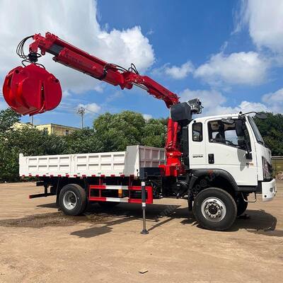 Large Tonnage Truck Mounted Folding Boom Crane For Construction