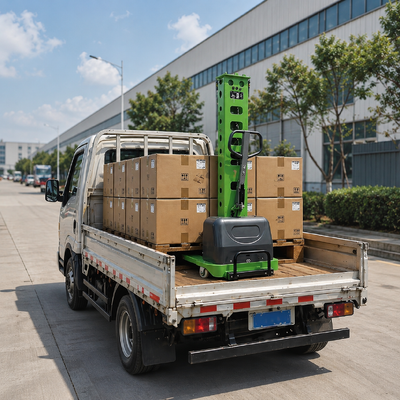 1000kg 1.6m Self Loading Electric Stacker Portable Pallet Lifter