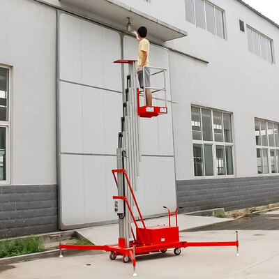 Electric Aluminum Mast Lift 8m 10m 150kg Vertical Single Mast Aerial Work Platform
