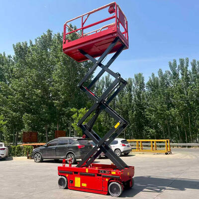 320kg 10m Small Red Self Propelled Hydraulic Scissor Lift Platform