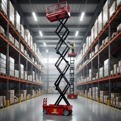 Electric Scissor Lift 6m - 14m Durable Mobile Aerial Work Platform For Warehouse Operation